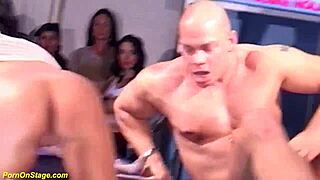 Skinny babe takes rough bangs on public stage!