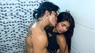 Stepsister Sneaks In While Brother Bathes Naked