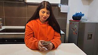 Busty Jennie Tempts Pizza Guy into Curvy Interracial Kitchen Romp