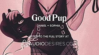 Obedient femdom pup whimpers as mistress fucks chastity anal tail plug creampie