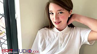 British Teen Sucks Cock Hard in Tight Polo Shirt!