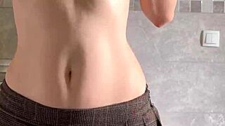 cute skinny 18yo fingers shaved pussy to squirting orgasm solo