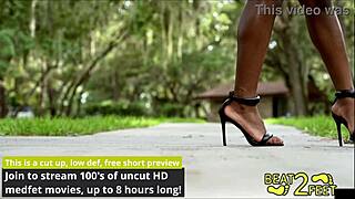 Her heels tease with giggles and seductive foot struts