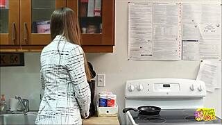 spicy brunettes sneak to kitchen fingering tight pussies licking orgasms at work