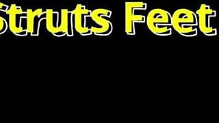 Her heels tease with giggles and seductive foot struts