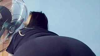 Bbw Bends Over Teasing Bubble Butt in Tight Yoga Shorts Close