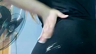 Bbw Bends Over Teasing Bubble Butt in Tight Yoga Shorts Close