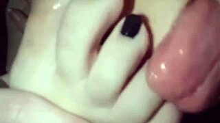 Polish lesbian worships her own black nail polish feet intimately