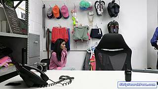 Naughty teen shoplifter stripped and fucked hard by strict officer