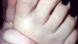 Polish lesbian worships her own black nail polish feet intimately