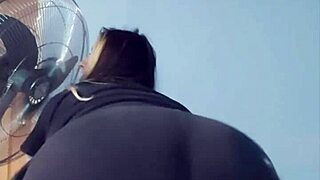 Bbw Bends Over Teasing Bubble Butt in Tight Yoga Shorts Close