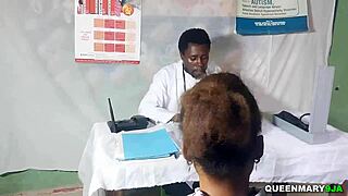 husband brings wife for first gyno exam but ends up creampie fucking her shaved pussy