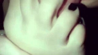 Polish lesbian worships her own black nail polish feet intimately