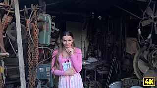 debt4k's young debtor squirts wildly for the collector in garden