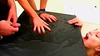 horny slut gulps piss then begs for wet pussy pounding