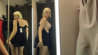 check out this see-through try-on haul flashing big tits in public mall