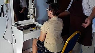 Nude Barber Makes Lady Strip for Haircut?