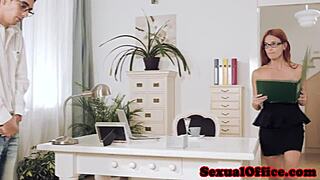 i'm susana melo the classy redhead officebabe with glasses getting fucked doggystyle close up at work