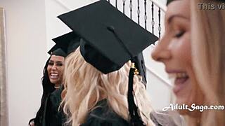 Adira Allure's huge tits bounce in wild valedictorian gangbang orgy