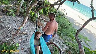 gf gets fingered hard in public beach with ripped clothes