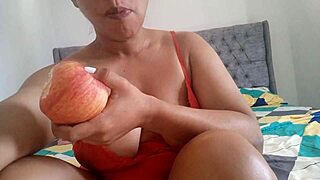 stepdaughter fingers her tight juicy pussy while munching forbidden fruit