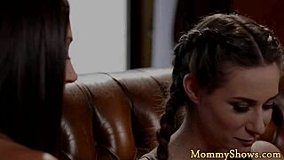 Busty stepmom seduces teen for steamy lesbian threesome action