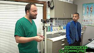 Latina nurse Angel Ramiraz humiliates patient in latex gloves hospital roleplay backstage