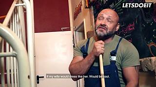 handyman sneaks around with girlfriend's flirty young friend in dorm room