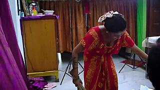 Real homemade Indian threesome pounds desi wife with double penetration