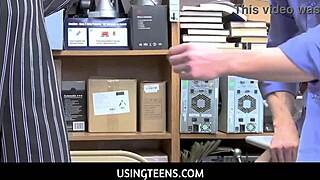 yo, this petite teen thief gets punished hard by the guard with deepthroat and pussy pounding