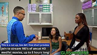 Latina nurse Angel Ramiraz humiliates patient in latex gloves hospital roleplay backstage