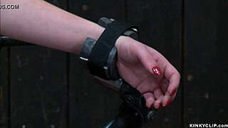 shackled and gagged slut bound in red stockings takes whipping caning and deepthroat