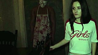 Horror movie turns into anal orgy for 18yo teen double penetration gaping