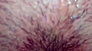 first time licking wife's juicy hairy pussy closeup homemade creampie