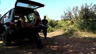 SHARING WIFE FOR DOUBLE PENETRATION OUTDOOR CREAMPIES