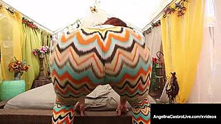 curvy cuban angelina castro pounds bbw marcy diamond's oiled pussy strapon ride!!