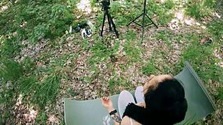 ponytail brunette's meditation interrupted by freeuse facial