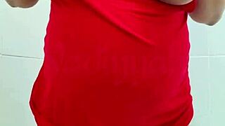 pregnant arab milf caresses horny belly feeling sexy curves in solo tease