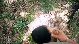 ponytail brunette's meditation interrupted by freeuse facial