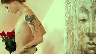 Tattooed Asandra gives Olivia oiled massage with toys sensual play