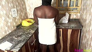 bitch bends over kitchen counter for hard banging