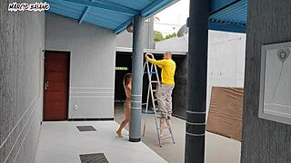 Naked Patroas Welcome Visitor for Garage Action