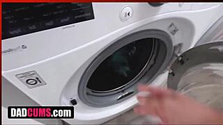 pigtails latina gets rammed hard by dad in laundry room