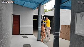 Naked Patroas Welcome Visitor for Garage Action