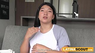 Curvy latina slut chokes on cock at fake casting, ready for more?
