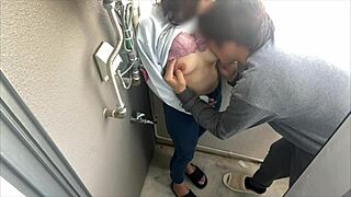 balcony blowjob fingering almost caught! rush to futon fuck