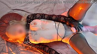 Petite girl moans wildly cumming hard covered in huge machine cum loads