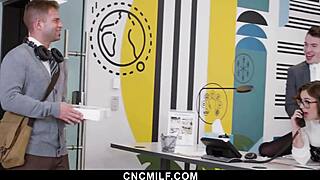 Milf employees fuck freely bent over desks doggystyle in freeuse office