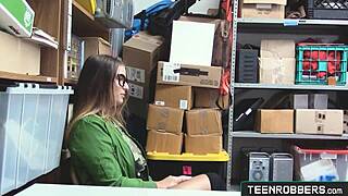 Can curvy teen shoplifter handle mall guard's big cock punishment bent over?