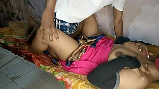 Village bhabhi gets roughly fucked to orgasm on her cot